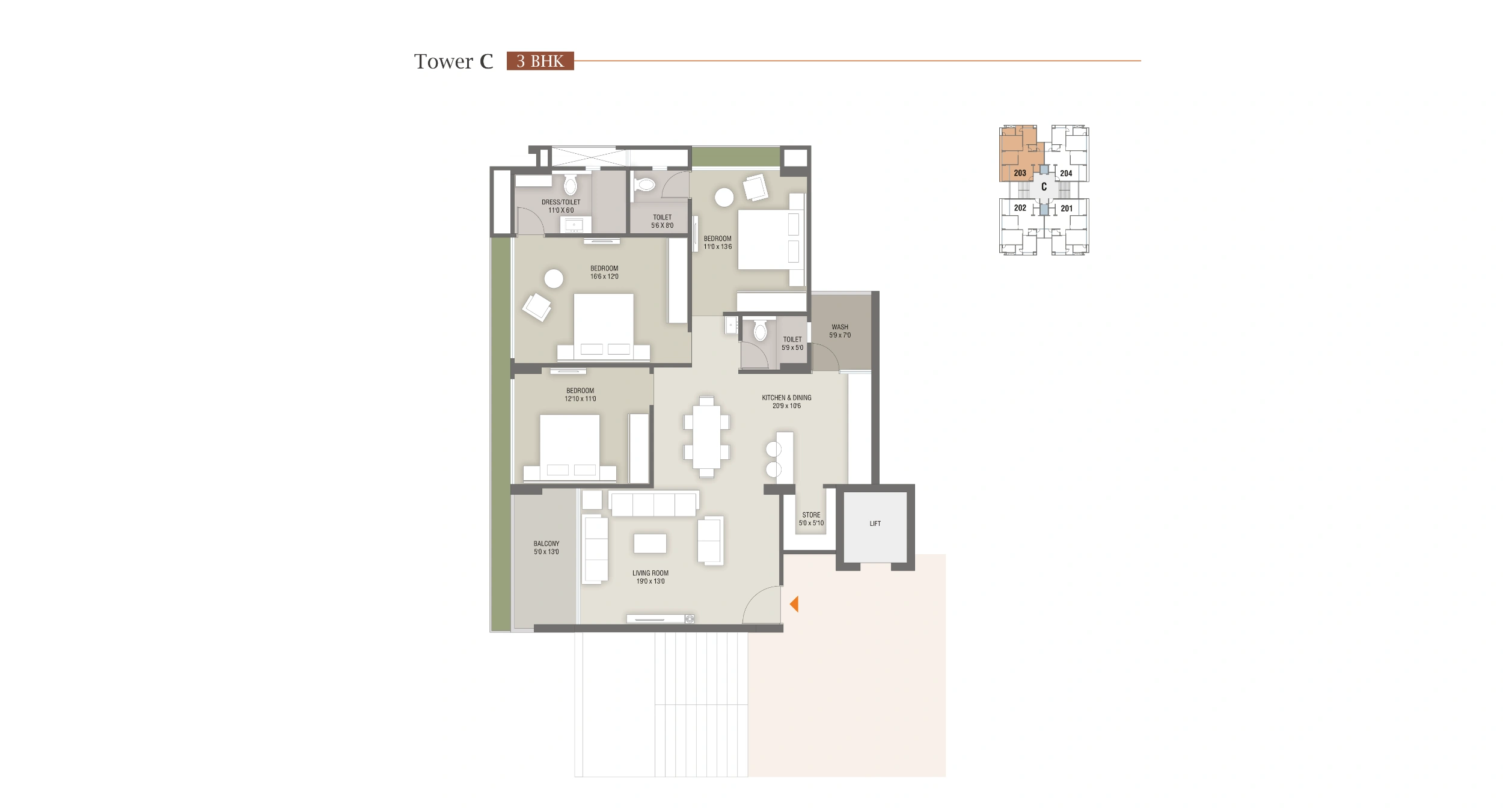 Darshanam Splendora 3 (Apartments) - Tower C - 3BHK